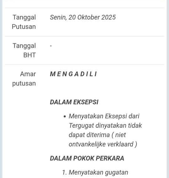 Seluruh Eksepsi PWO Ditolak PN Medan, “Berita Soal Klien Kami Kalah Bentuk Pembodohan Publik”