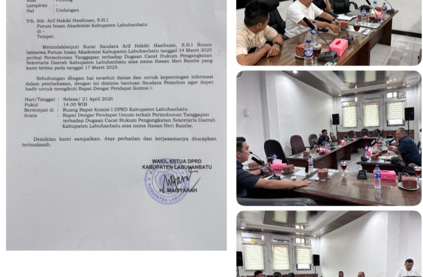 Pemkab Labuhanbatu “Mangkir” dari RDP, Komisi I DPRD Soroti Dugaan Cacat Hukum Pengangkatan Sekda